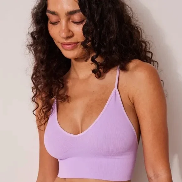 NWT Free People Ali Low-Back Seamless Bra in Amethyst Ice (lavender). Size M/L. - Picture 1 of 7